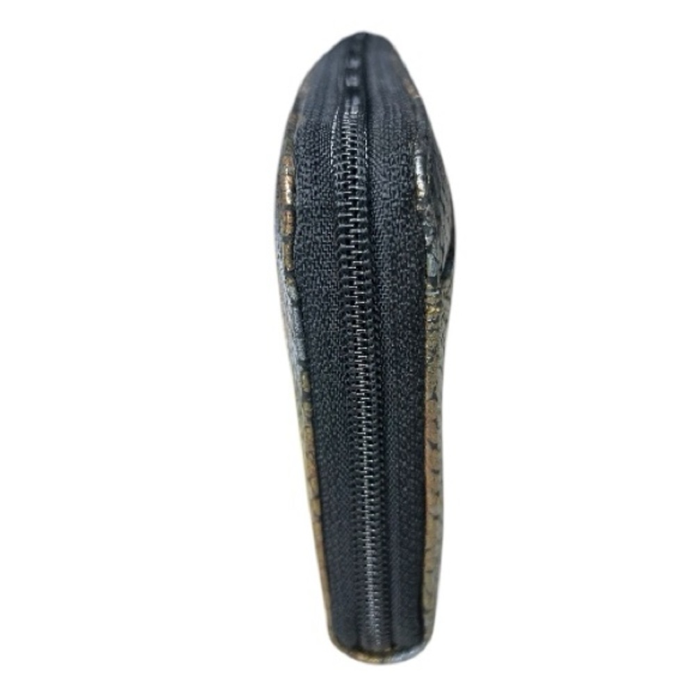 Carlos Falchi Elegant Gold and Black Women's Snake Print Clutch - Picture 4 of 7